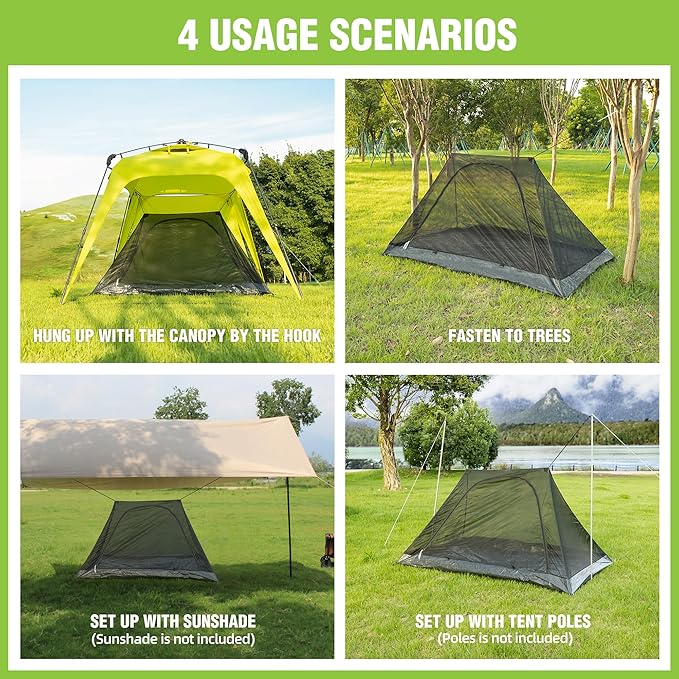 Mosquito Net with protable Bag Ultralight No-See-Um Breathable Mesh Screen Tent with Waterproof Floor Compact for Outdoors Camping Backpacking and travelingFits Sleeping Bags Tentcanopy