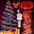 Xmas Decorations 2.5Inch x 33Ft 100 Led Xmas Tree Ribbon Lights w/ Remote Control Battery Operated &amp USB Powered 8 Lighting Modes Fairy String Lights w/ Timer Xmas Decor (Vi23090904)