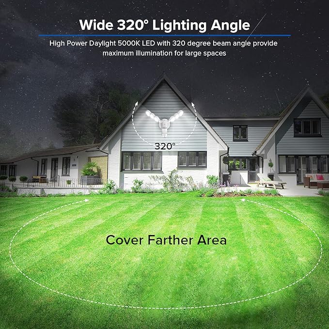 SANSI 45W 6000LM Motion Sensor Outdoor Lights 5000K 600W Equiv LED Outdoor Lights for House 4 Modes Wide 320° Angle Flood Lights Outdoor for Yard Soffit Garage Doorways IP65 Waterproof