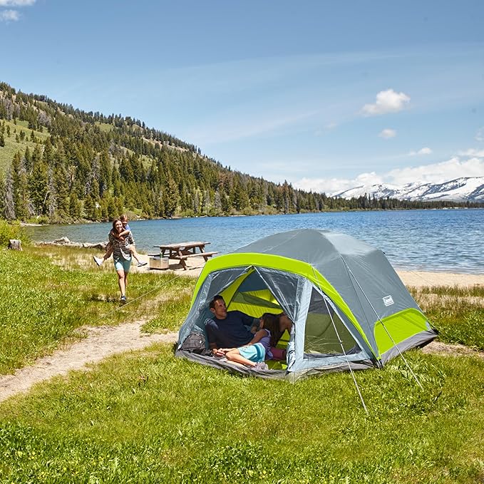 Coleman Skydome Camping Tent with Screened Porch &amp 5-Minute Setup Weatherproof 4/6/8 Person Tent with Rainfly &amp Carry Bag Made of PFAS-Free Materials