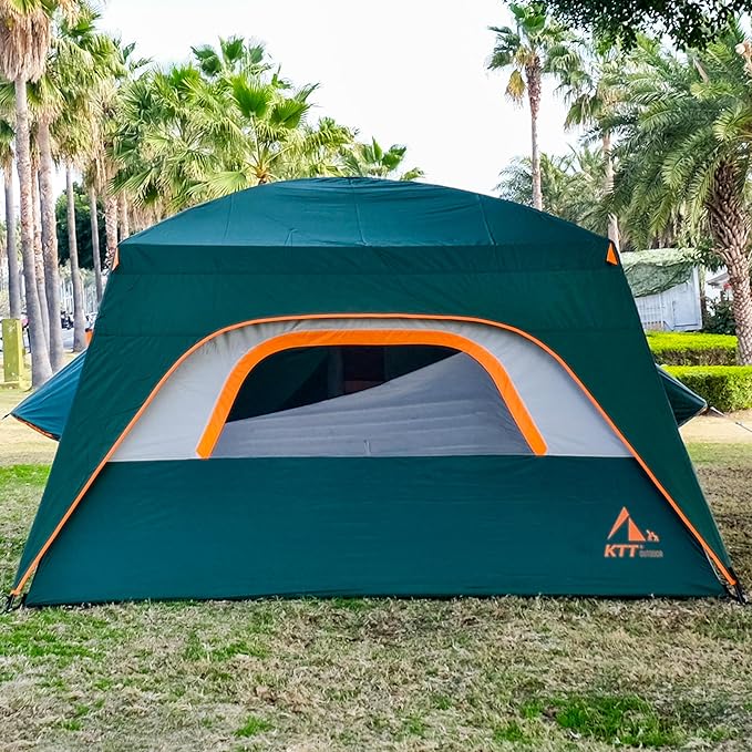 KTT Extra Large Tent 8-10-12 PersonFamily Cabin Tents2 Rooms3 Doors and 3 Windows with MeshStraight WallWaterproofDouble LayerBig Tents for OutdoorPicnicCampingFamily Gathering