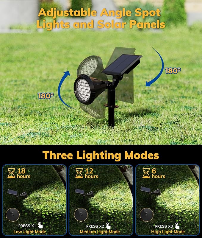 Solar Spot Lights for Outside 21 LED Outdoor Solar Lights for Yard 4 Pack Solar Spotlights Waterproof Auto On/Off for Landscape Wall Garden Pool Tree Pathway and Driveway(White)