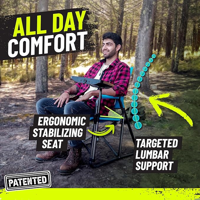 STRONGBACK Outdoor Chair Director Portable Camping Chair with Lumbar Support - Cupholder &ampPocket Included - Heavy-Duty Foldable Chair - Rocker/Black