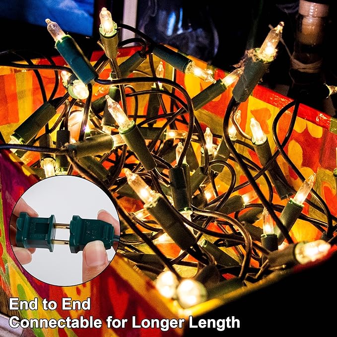 3 Sets Christmas Lights 150 Count 33 FT Each Mini String Lights Clear Green Wire Fairy Light 120V UL Certified Connectable Xmas Tree Light for Holiday Patio Party Outdoor Decoration Warm White