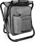 Kikerike Backpack Stool Cooler Chair Heavy Duty 300 LBS Max Load Portable Lightweight Stool Backpack Folding Fishing Cooler Seat for Camping Hunting Fishing - Gray