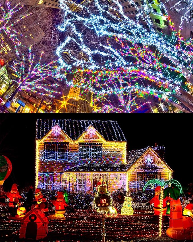 Treela 8 Pack Solar String Lights Outdoor Waterproof Each 240 Led 78ft Solar Fairy Lights Outdoor 8 Mode Led Tree Waterproof Copper Wire Garden Yard(Multicolor)
