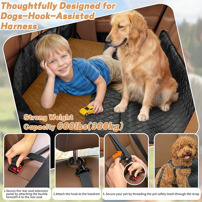 EULANT Truck SUV Dog Seat Cover for Back SeatCar Rear Seat Mattress Extender PlateFolding Back Seat Extender for Full Size Truck/F150/RAM1500/Silverado Car/SUV Model Y/3