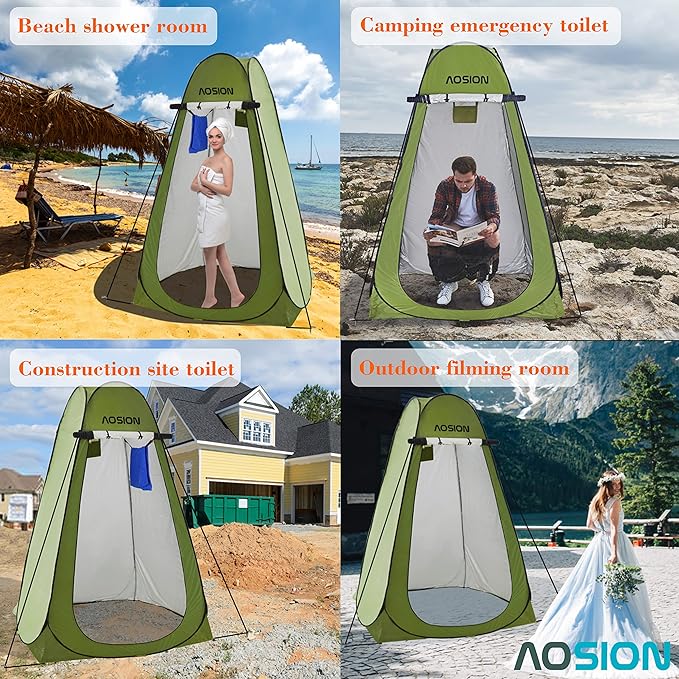 AOSION Privacy Shower TentPop Up Changing TentCamp Bathroom Changing Dressing RoomSun Sunshade Canopy Outdoor Rain Shelter for Camping Hiking Beach Picnic Fishing. (Green)