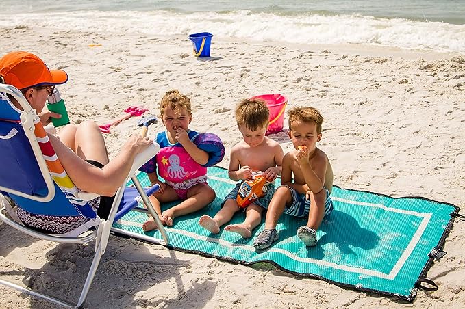 Mountain Mat 3x6 Teal Outdoor RV Patio Mat – Extra Thick 5mm Recycled Poly Rug – Waterproof Reversible Heavy-Duty – Compact Premium Camping Mat for Deck Patio Beach (Teal 3' x 6')