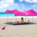 Red Suricata Family Beach Parasol - Sun Shade Canopy | UPF 50 UV Protection | Tent with 4 Aluminium Poles 4 Pole Anchors 4 Sandbag Anchors | Large &amp Portable Shelter Tarp