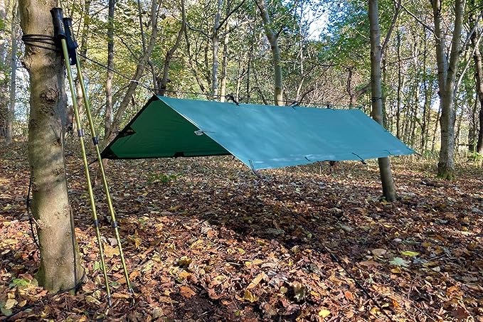 DD Hammocks - DD Tarp S - Olive Green (9ft x 5ft) - 100% Waterproof Lightweight Compact &amp Multifunctional Rainfly Tarp Tent Bivvi Day Shelter for Camping Backpacking Bikepacking Adventure &amp Hi