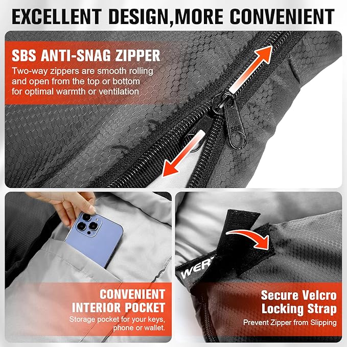 0 Degree Sleeping Bag for Adults XXL Big and Tall 4 Season Cold Weather Winter Camping with Compression Sack