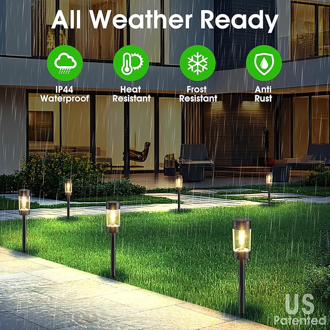 Solar Lights Outdoor 12 Pack Waterproof Solar Landscape Lighting for Pathway Garden Yard Path Walkway Driveway Lawn Patio Outside Decor Warm White