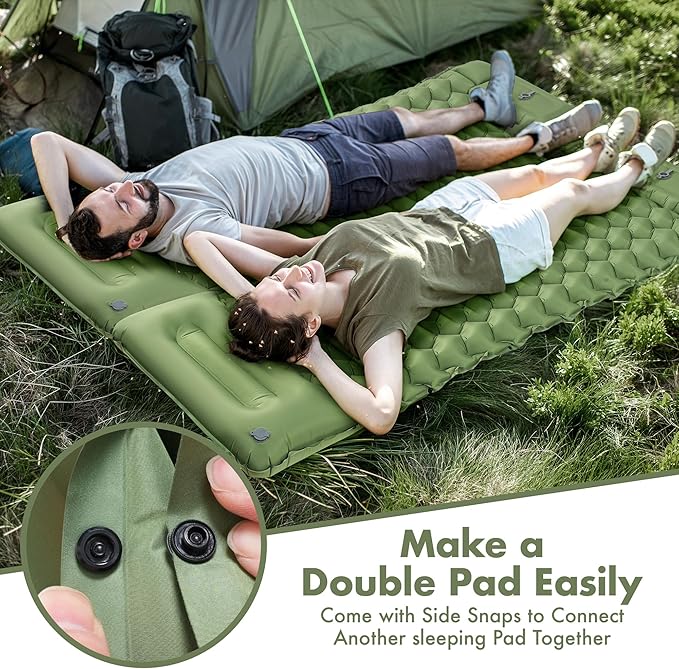 Sleeping Pad for Camping - 4” Thick Inflatable Camping Mat with Built-in Pump &amp Pillow Ultralight Self Inflating Camping pad Backpacking Sleeping Mat for Hiking Tent Traveling