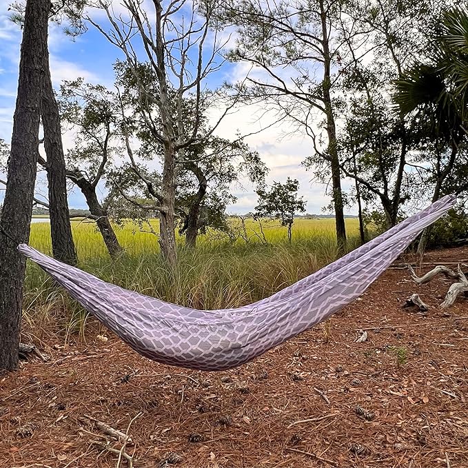 Castaway Travel Hammocks Double Rope Design Camping Hammock with 2 Tree Straps Triple Stitched Durable Nylon Material Compact Design for Backpacking Travel Beach Backyard Patio Hiking