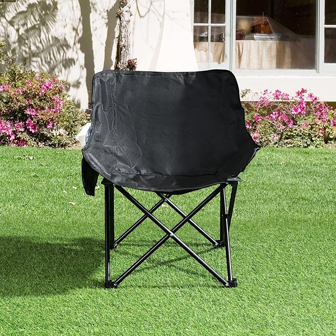 2 Pack Folding Camping Chairs Portable Beach Chairs &amp Reclining Camping Chair with Side Pockets Compact Recliner Chairs for Camping Picnics Fishing Beaches Barbecuesand (2Pcs Black)