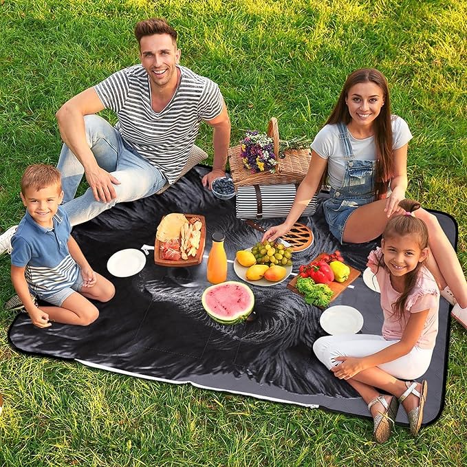 Zipper Black German Shepherd Style Picnic Mat Suitable for Travel Camping Park Or Home Use