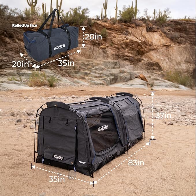 Kakadu Canvas Swag Tent 1 Person Australian Polycotton Camping Ground Tent All Seasons Waterproof with 2.75” Foam Mattress LED Lighting Carry Bag