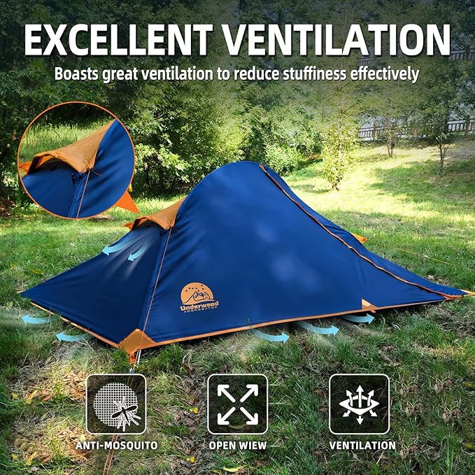 1 Person Backpacking Tent for Camping - Ultralight Waterproof Outdoor One Person Tent Windproof Rainproof Compact Single Pole Shelter for Camping Hiking Hunting Travel by Underwood Aggregator