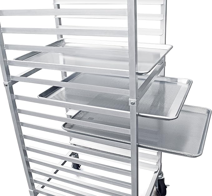 New Star Foodservice 36527 Commercial-Grade Aluminum 20-Tier Sheet Pan/Bun Pan Rack 26 L x 20 W x 69 H with Brake Wheels Silver