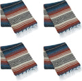 La Montana Mexican Blankets and Throws 4 Pack 74x50 - Made in Mexico Lightweight Yoga Blanket for Schools Studios Outdoors Camping Picnic Decor - Machine Washable Terracotta/Teal/Tan