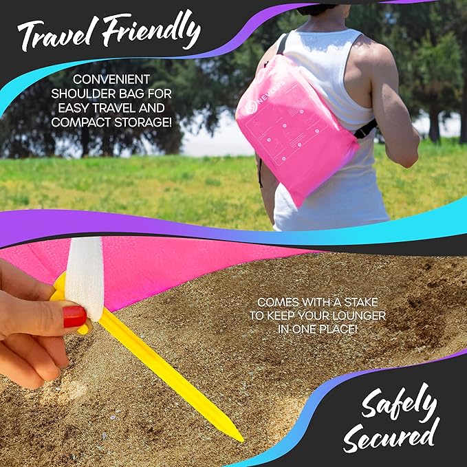 Nevlers 450Lbs Cap Outdoor Inflatable Couch for Camping in Pink | Tough 210T Polyester Air Chair Inflatable Lounger | Inflatable Chairs for Movie Night Hiking Travel Beach Chair &amp Portable Hammo