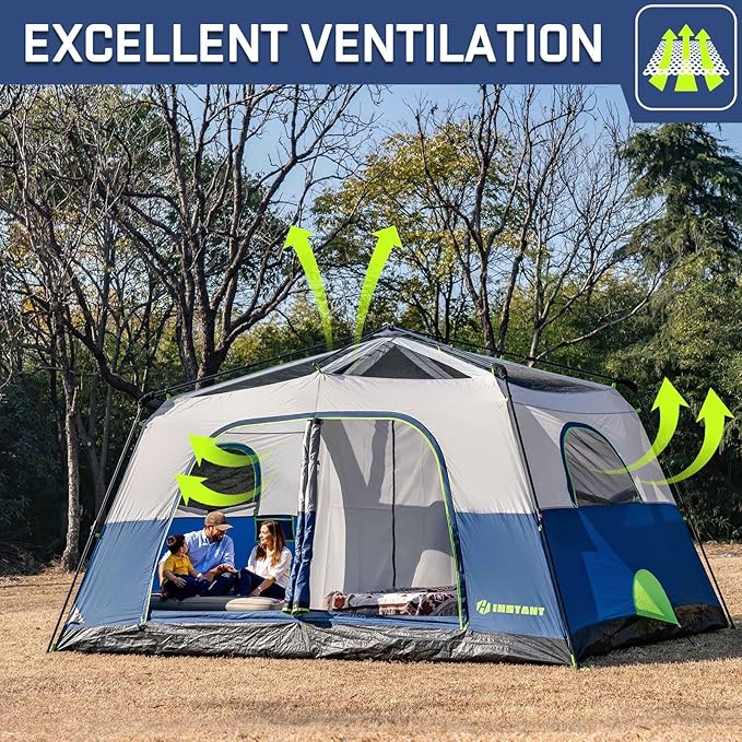 4/6/8 Person Instant Tent Waterproof Pop Up Tents for Camping with Rainfly 60 Seconds Easy Setup Automatic Cabin Tent for Family Camping with Expandable Carry Bag &amp Upgraded Ventilation