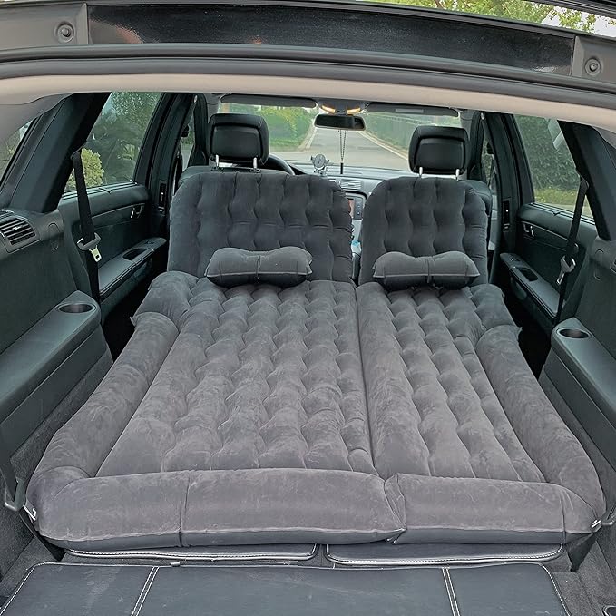 3 in 1 SUV Air Matterss | Car Mattress with Electric Air Pump-2 Support Fillers &amp 2 Pillows Fits SUV|MPV|Minivan for Road Trip Camping Black