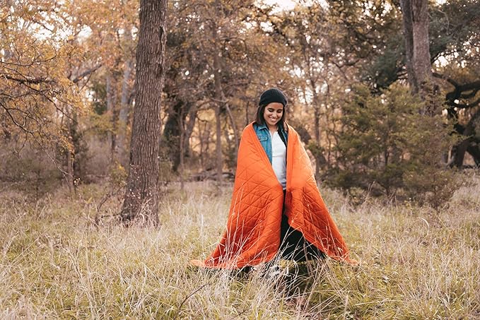 KAMMOK Mountain Blanket - Ultra-Plush Fleece Water Resistant Portable Durable Indoor/Outdoor Camp Blanket (84 in × 50 in) - Ember Orange
