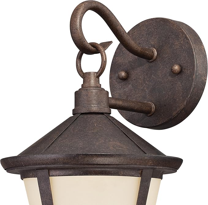 Westinghouse 6204100 Darcy One-Light LED Outdoor Wall Fixture Victorian Bronze Finish with Amber Frosted Glass