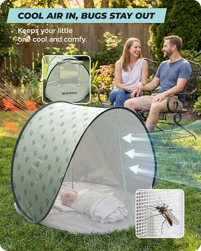 Baby Beach Tent 2026 Upgrade Pop Up UPF 50+ UV Protection Sun Shelter Canopy with Mosquito Net Portable Outdoor Shade Summer Essentials for Babies &amp Toddlers