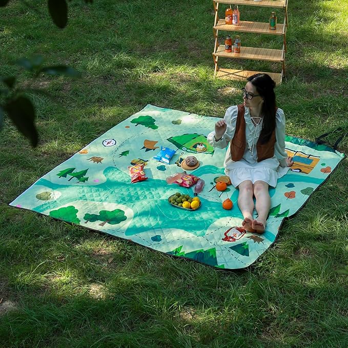 Whitsunday Picnic BlanketsOutdoor Beach Blanket Picnic Mat Camping Blankets Waterproof Foldable for Spring Summer Camping Beach Park Hiking (BigCross 80 * 80)