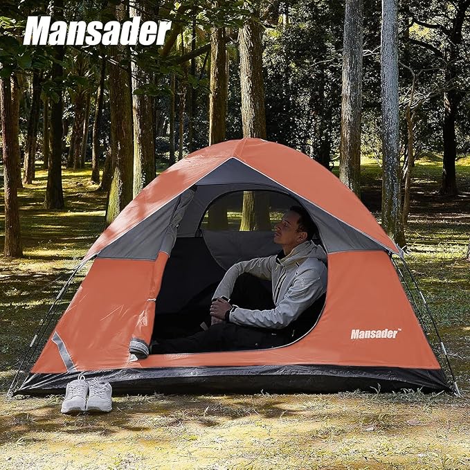 Camping Tent Waterproof 2/3/4 Person Tents for Camping Lightweight Easy Set Up Outdoor Hiking Tent Backpacking Tent with Carry Bag Backpack Tent Suit for Family Beach Hiking Travel