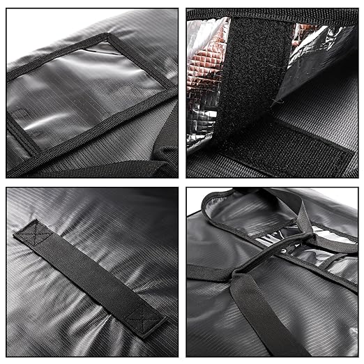 DEAYOU Pizza Bag Insulated Pizza and Food Delivery Bag Professional Thermal Pizza Warmer Bag Hot Pizza Carriers for Transport Catering Moisture Free Heavy Duty 20 x 20 x 5 Black