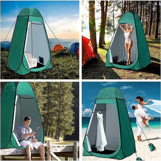 anngrowy Shower Tent Pop-Up Privacy Tent Camping Portable Toilet Tent Outdoor Camp Bathroom Changing Dressing Room Instant Privacy Shelters for Hiking Beach Picnic Fishing Potty Extra-Tall UPF 50+