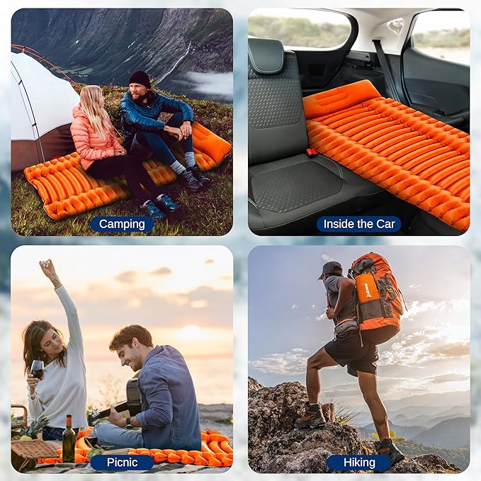 SereneLife Lightweight &amp Compact Camping Gear – Sleeping Pads &amp Bags with Built-in Pillows for Outdoor Comfort Waterproof &amp Tear-Resistant Design Perfect for Hiking Backpacking Couples