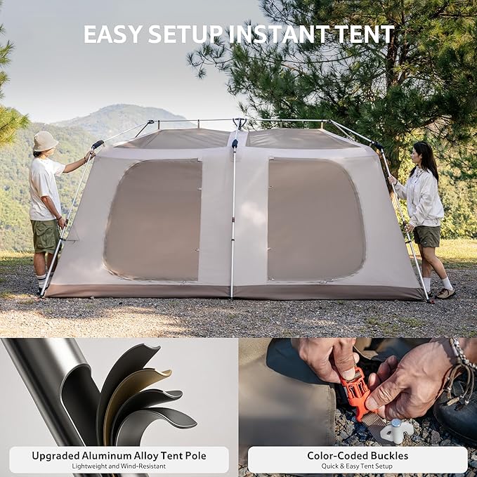 Naturehike Village Instant Tent 4 Person 8 Person Camping Tent with Full Rainfly Waterproof Large Cabin Tents for Car Camping