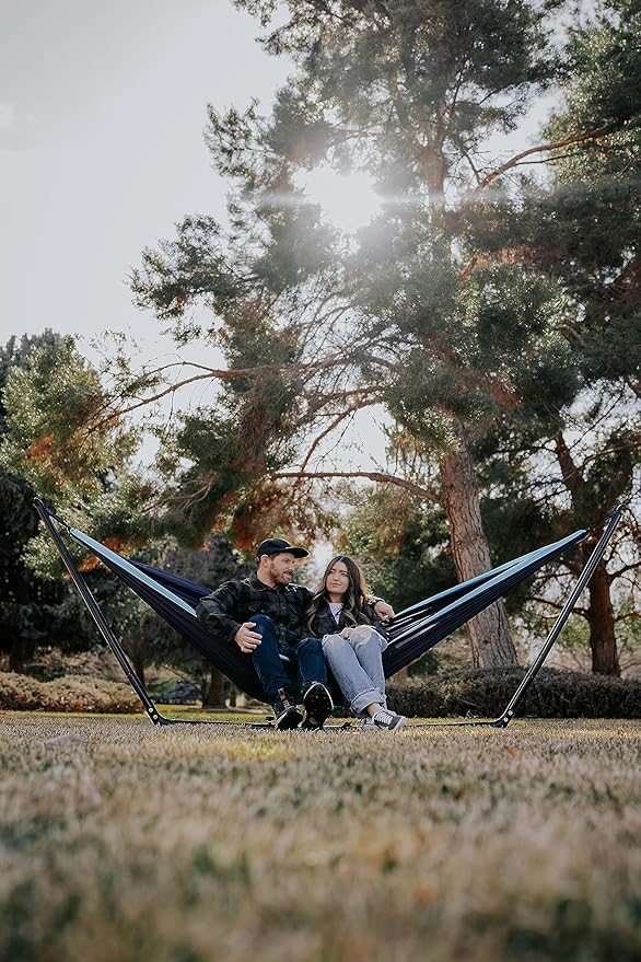 Stansport 30630-50 Double Nylon Hammock - Navy/Light Blue