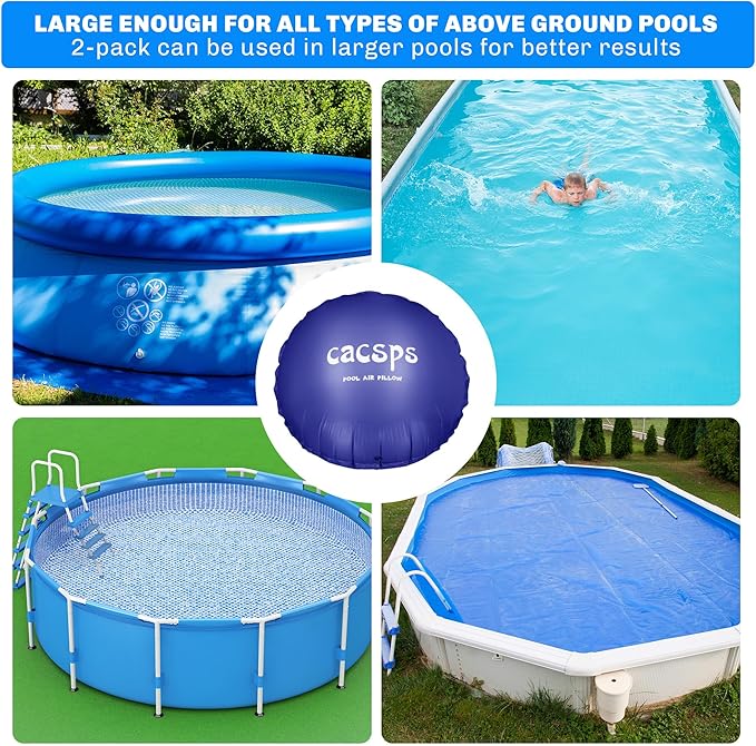 Round Pool Pillow for Above Ground Pools 10Ft Air Pillow for Closing Winter Winterizing Kit 0.5mm PVC Material 2X 16.5Ft Rope (Blue)