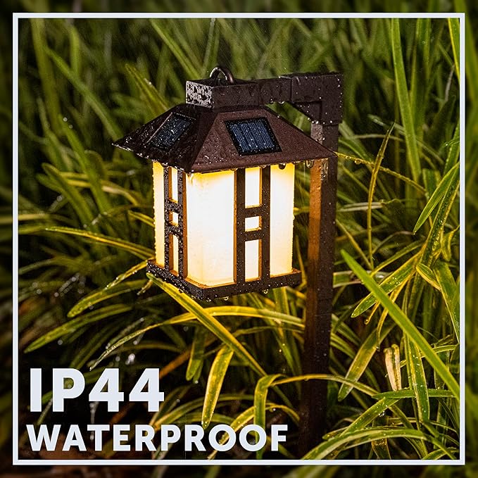 GIGALUMI Japanese Decor Solar Lights for Outside Pathway Lights 4 Pack - Lawn/Patio/Yard/Walkway/Driveway Decoration