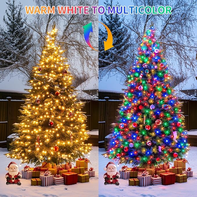 JMEXSUSS 500 LED Color Changing Christmas Lights 173ft Warm White &amp Multicolor String Lights with Remote Outdoor Waterproof Christmas Tree Lights Plug in for Party Christmas Indoor Decor