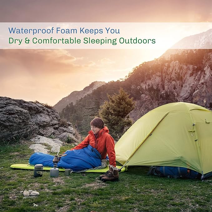 Foam Sleeping Pad - Lightweight 1-Inch Mat for Camping Cots Tents Backpacking and Yoga - Non-Slip and Waterproof with Handle by Wakeman