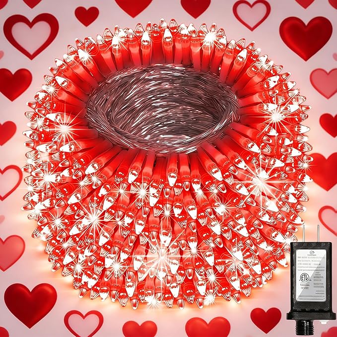 750 LED 240FT Red Valentine Lights 12 Pro Modes and Timer Memory &amp Dimmable Plug in Clear Wire Indoor Valentine Room Light for for Xmas Bedroom Yard Tree Wedding Party Waterproof Decor