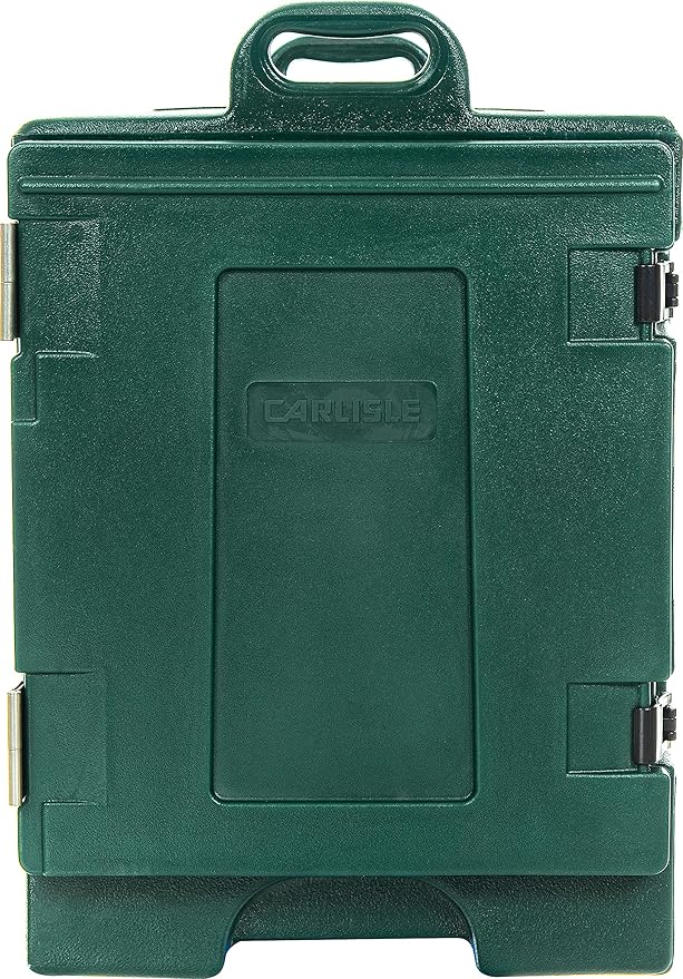 Carlisle FoodService Products Cateraide Insulated Front Loading Food Pan Carrier with Handles for Catering Events and Restaurants Plastic 5 Pans Forest Green