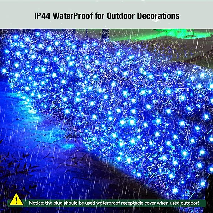 Led Blue Christmas Net Lights Outdoor Christmas Bushes Lights 120Led 6ftx5ft Connectable Outdoor Indoor Mesh Net Lighting for Xmas Holiday Garden Lawn Shrubs Trees Bushes Decorations