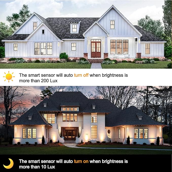PARTPHONER Modern Outdoor Light Fixture Dusk to Dawn Outdoor Lighting 15 H Exterior Wall Sconce Waterproof Porch Light Outside Light for House with Water Glass for Garage Doorway White