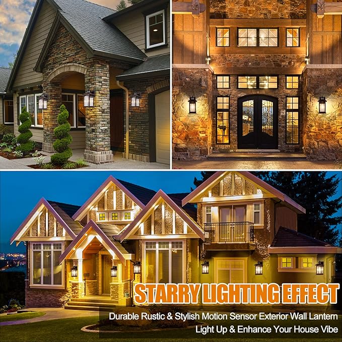 2 Packs Motion Sensor Outdoor Lights - Brown Dusk to Dawn Outdoor Lighting Oil Rubbed Bronze Exterior Light Fixtures Waterproof Porch Lights Wall Sconce for House Garage Entryway Anti-Rust