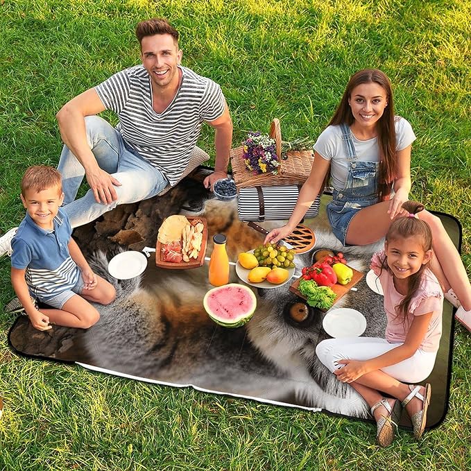 Zipper Monkey Lemur Cute Style Picnic Mat Suitable for Travel Camping Park Or Home Use