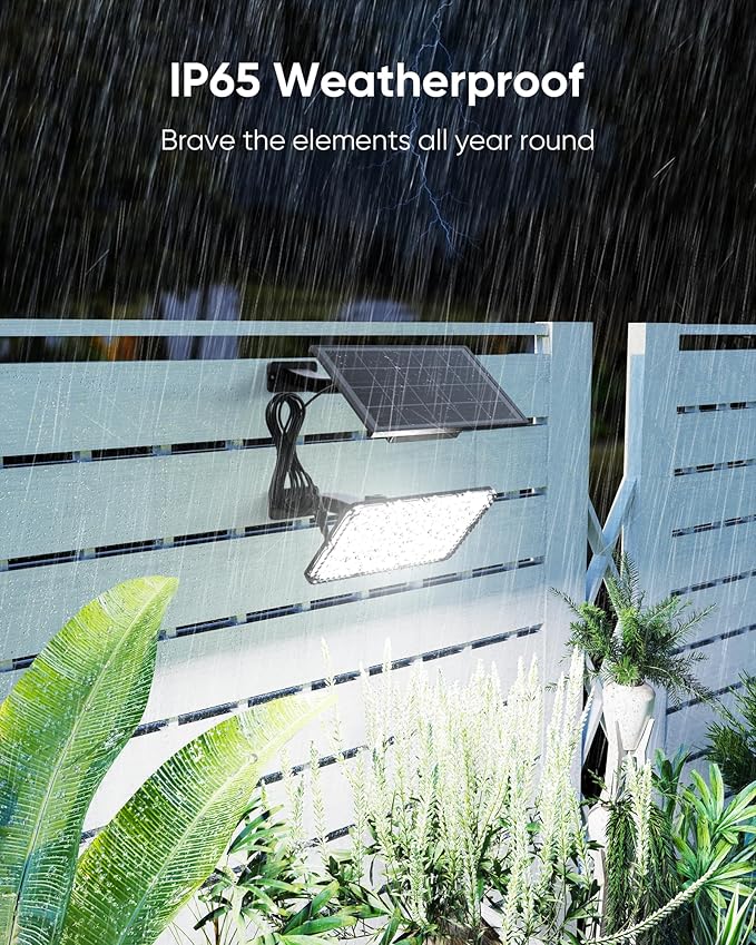 JACKYLED Solar Lights Outdoor 299 LED 1000 Lumens Bright Solar Wall Spotlight with 4000mAh Battery IP65 Waterproof Dusk to Dawn Auto Lighting for Front Door Balcony Shop Barn Garage (Black 2-Pack)
