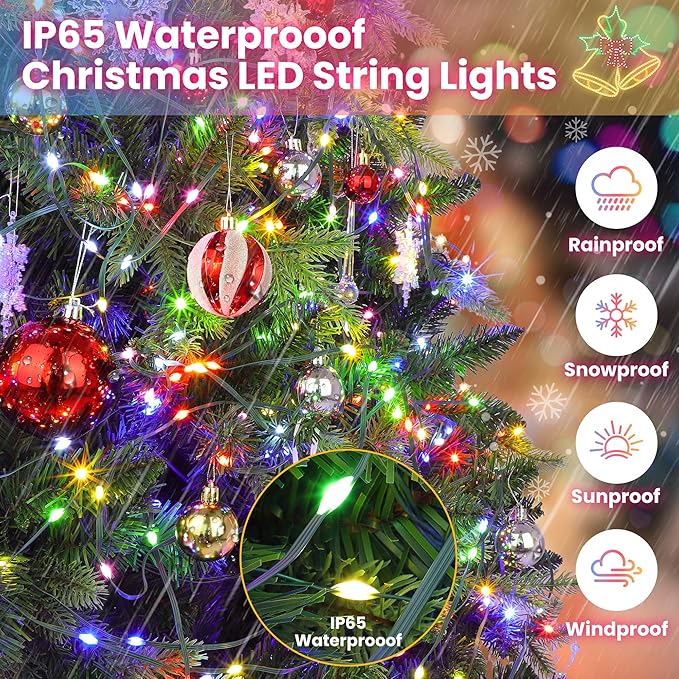 492FT 1500 LEDs String Lights with Remote Dimmable 8 Modes Timer &amp Memory Function Fairy Rope Lights for Christmas Holiday Party-Multicolor